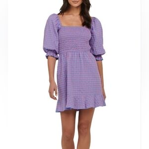 CHARLIE HOLIDAYElena Gingham Cotton Minidress
